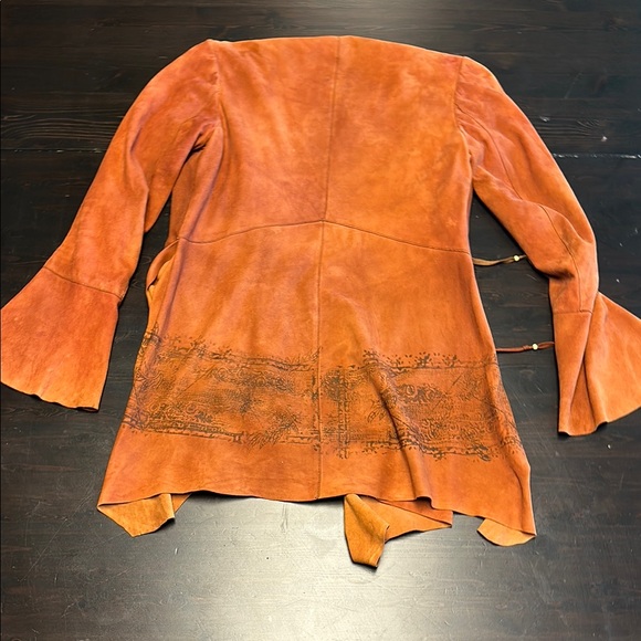 Free People Orange Suede Jacket Asymmetrical Design - Picture 3 of 3